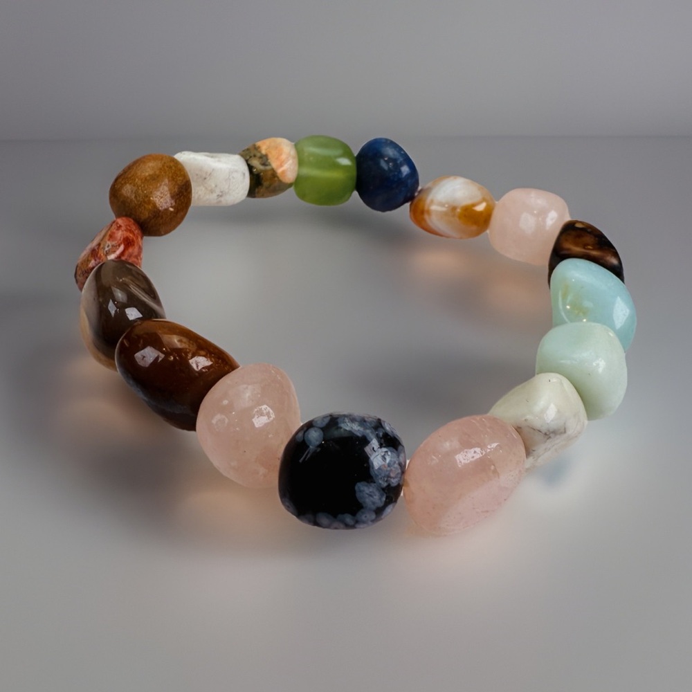 Boho Chic Multicolor Gemstone Stretch Bracelet - image 4